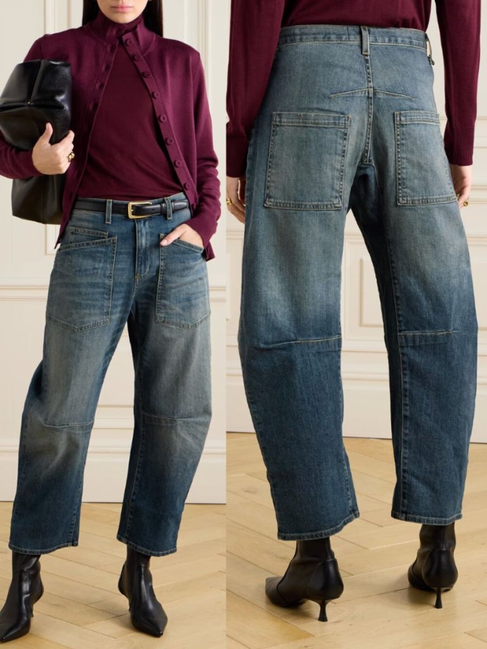 Nili Lotan Shon Jean Classic Wash Barrel Leg Denim Ankle Cropped Size 24 - Picture 10 of 10